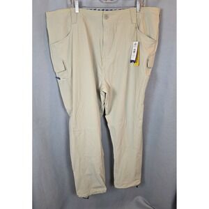 AFTCO Pants Mens 42x31 Beige Nylon Cargo Fishing Stretch Drawstring Hem New READ